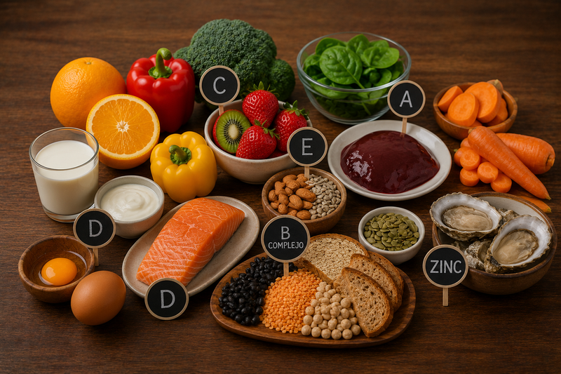 Vitaminas A, C, D, E + Complejo B + Zinc